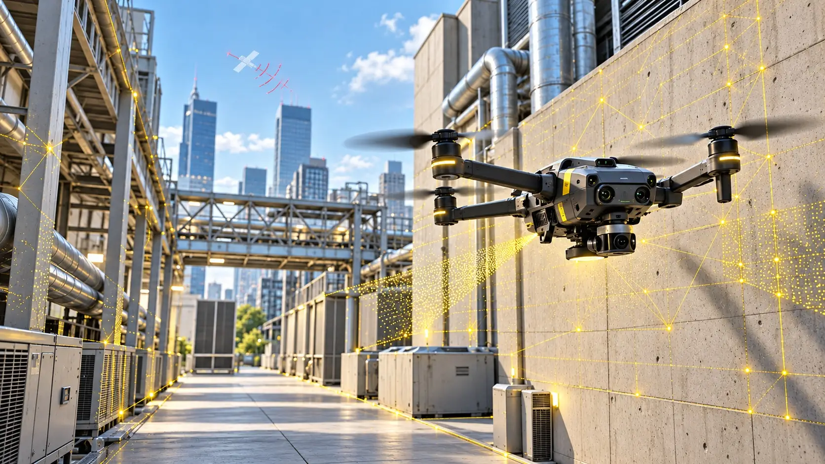 Dron operando sin señal GPS mediante navegación inercial y visión artificial