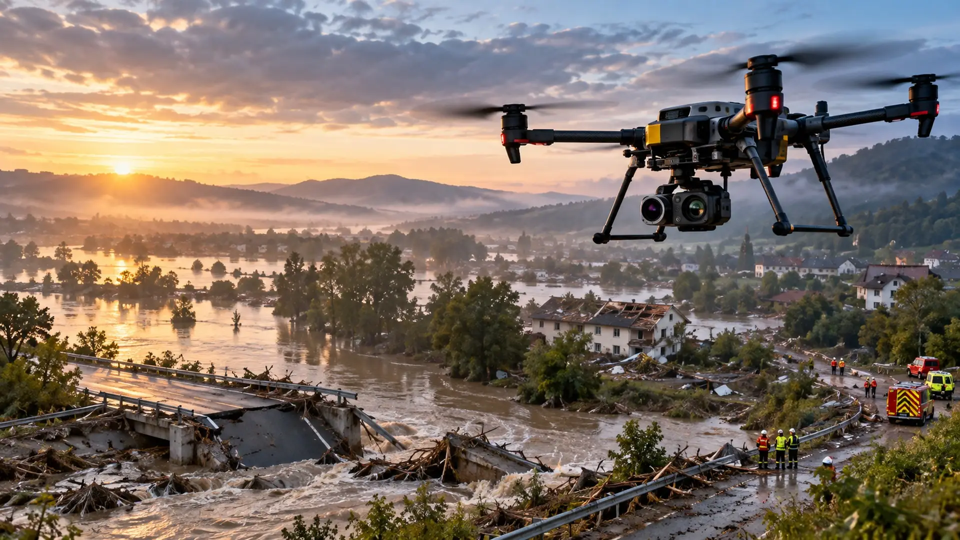 Dron con cámara térmica durante una operación de búsqueda y rescate